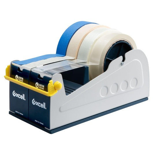 Excell Heavy Duty Steel Desk Tape Dispenser (4" Wide) with Safety Blade Cover, Desk Top Dispenser for Home,Office, Shop, Retail Store and Warehouse Wrapping Purpose