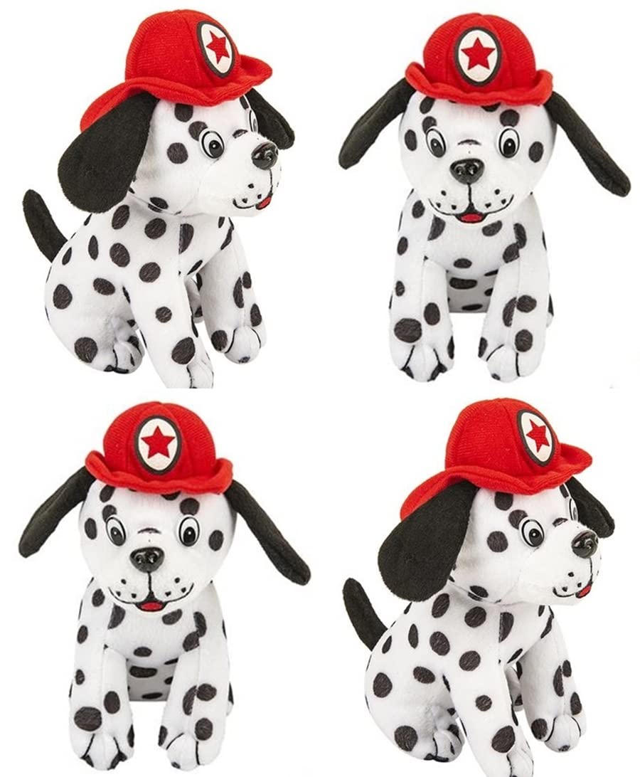 HAPPY DEALS ~ Plush Dalmation Firefighter Dogs with Fire Hat | 12 Pc | 7 Inch Stuffed Animals