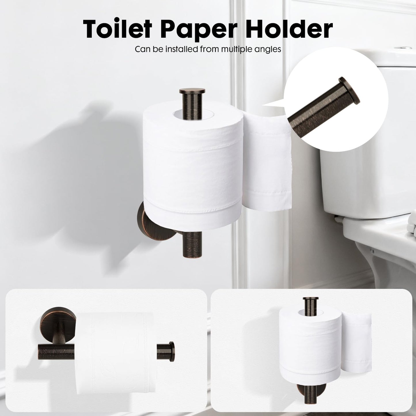 Ntipox Oil Rubbed Bronze Bathroom Hardware Accessories Set 5 Piece, Stainless Steel Towel Bar Set 24 Inch,Toilet Paper Holder,Towel Ring Holder,Towel Rack Set,Brushed Bronze Bathroom Accessories Kit