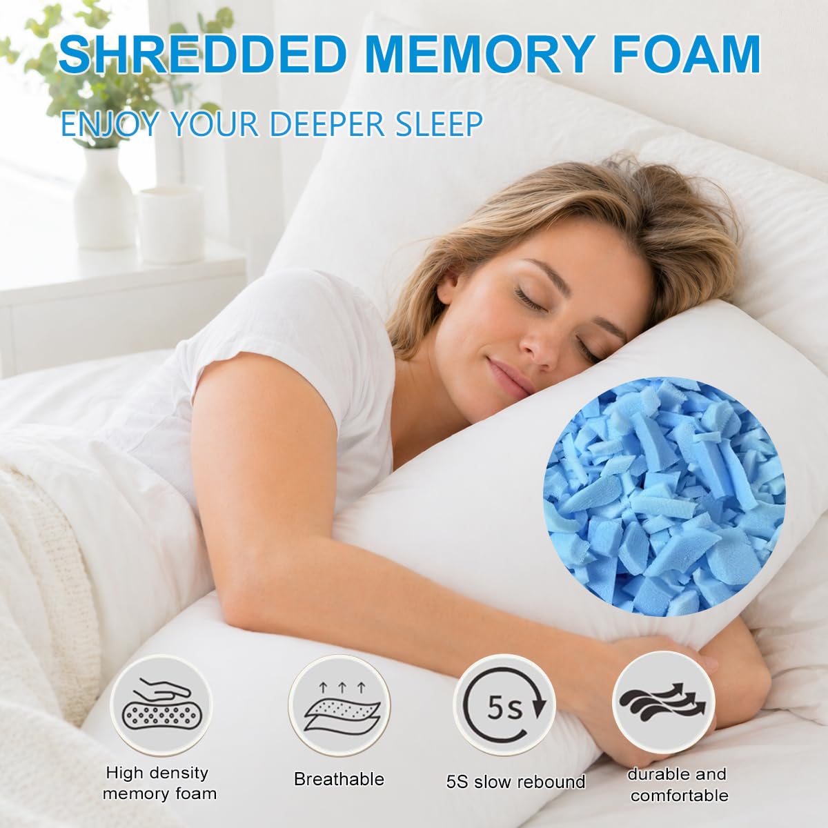 GUBFFON 20lbs Bean Bag Filler – Bulk Soft Shredded Memory Foam for Pillows, Couch Cushions, Punching Bag, Dog Beds & Crafts, Clean Fluffy Stuffing for Home Refill Projects