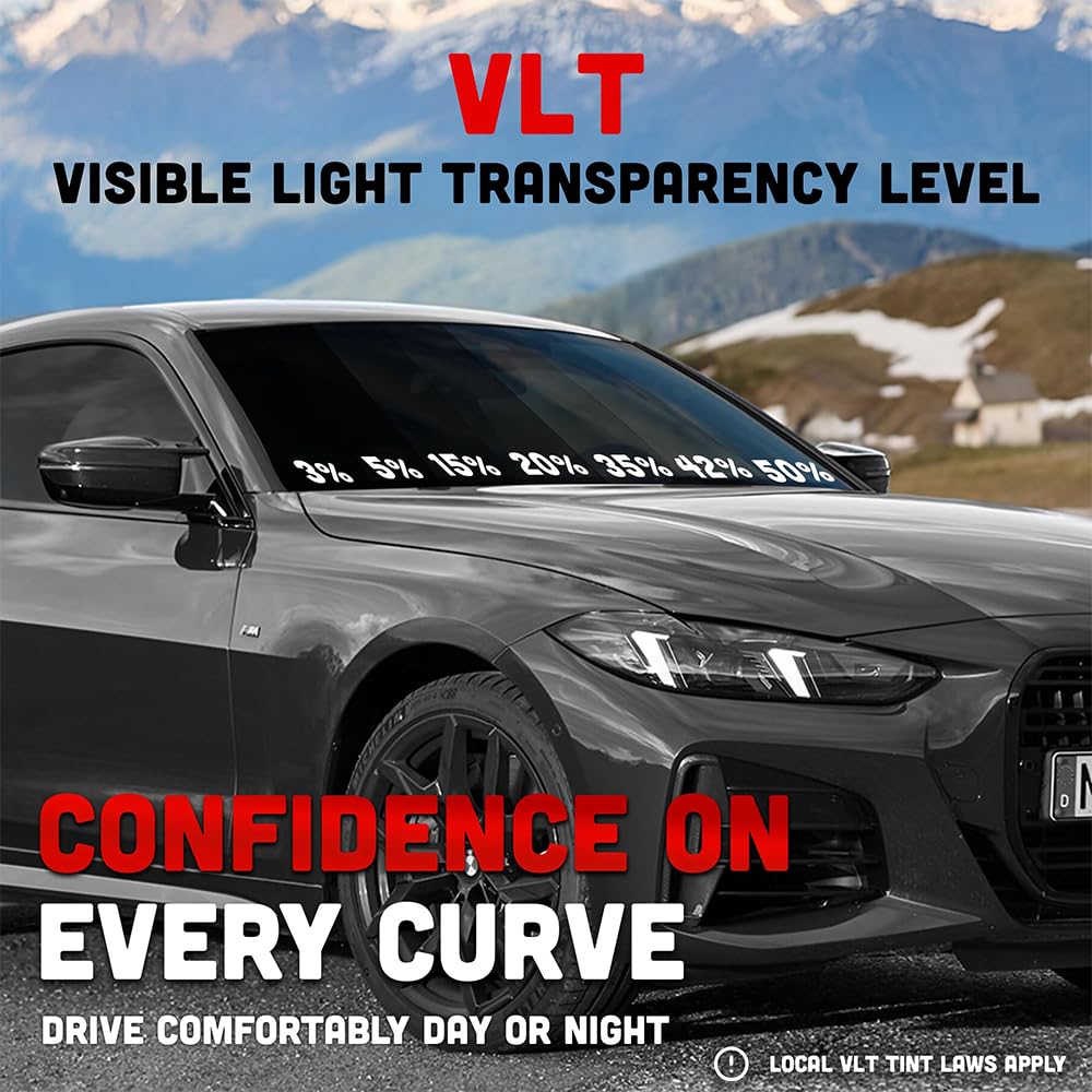United Professional Window Tint 5% VLT 24" in x 100'Ft 1Ply Dyed Film Upgraded - Privacy Window Tint for Car, Home, Blocks UV/IR Rays, Reduce Heat & Glare - Adhesive Window Film Standard Black Color