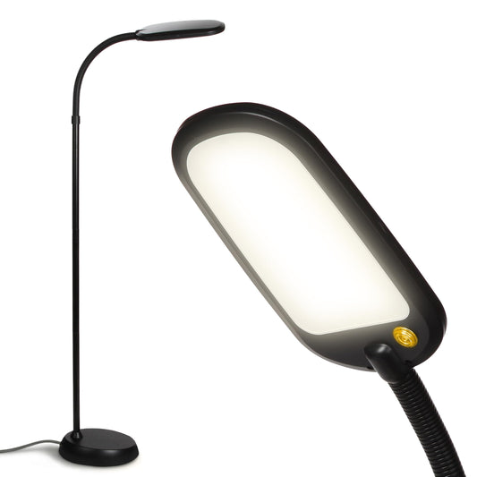 Brightech Litespan Slim LED Floor Reading Lamp - Tall with Adjustable Gooseneck, Dimmable for Living Rooms, Offices & Bedrooms - Black