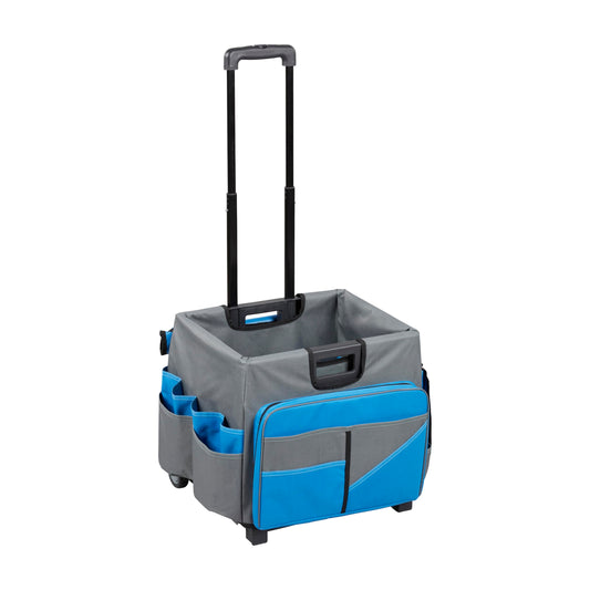 ECR4Kids Universal Rolling Cart with Canvas Organizer Bag, Mobile Storage, Blue/Grey