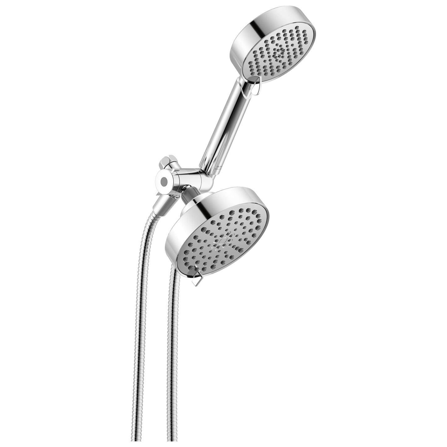 Delta Round 2-in-1 Dual Shower Head with 4-Setting HandHeld Spray, Chrome Detachable Double Shower Head with Hose, Showerhead, 1.75 GPM Flow Rate, Chrome 75756