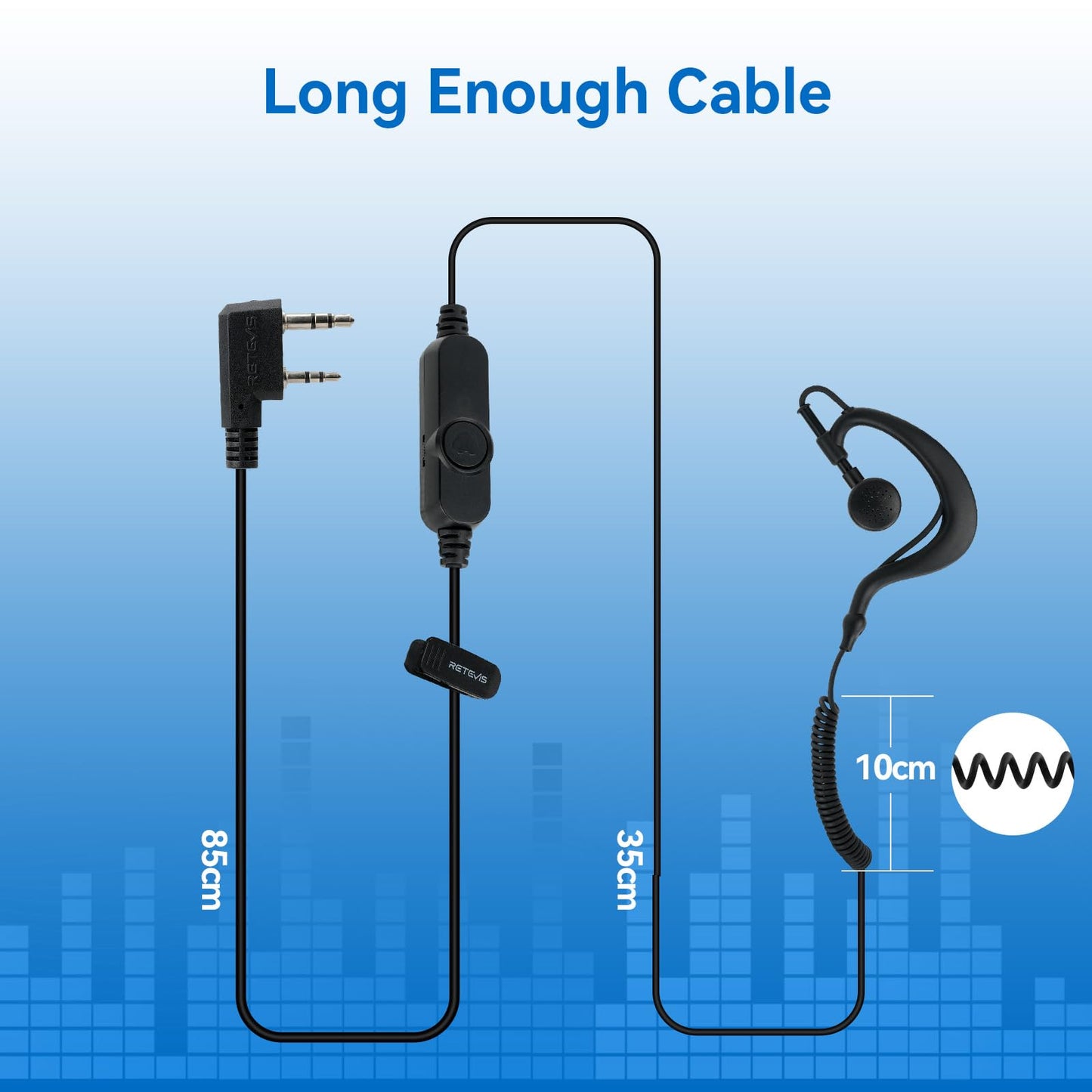 Retevis Volume Adjustable Walkie Talkie Earpiece with Mic, Coil Tube, for RT22 RT68 RT21 H-777 H-777H RT86S, Compatible with Pxton Baofeng BF-T26 Kenwood Two Way Radio, 2 Way Radio Earpiece(20 Pack)