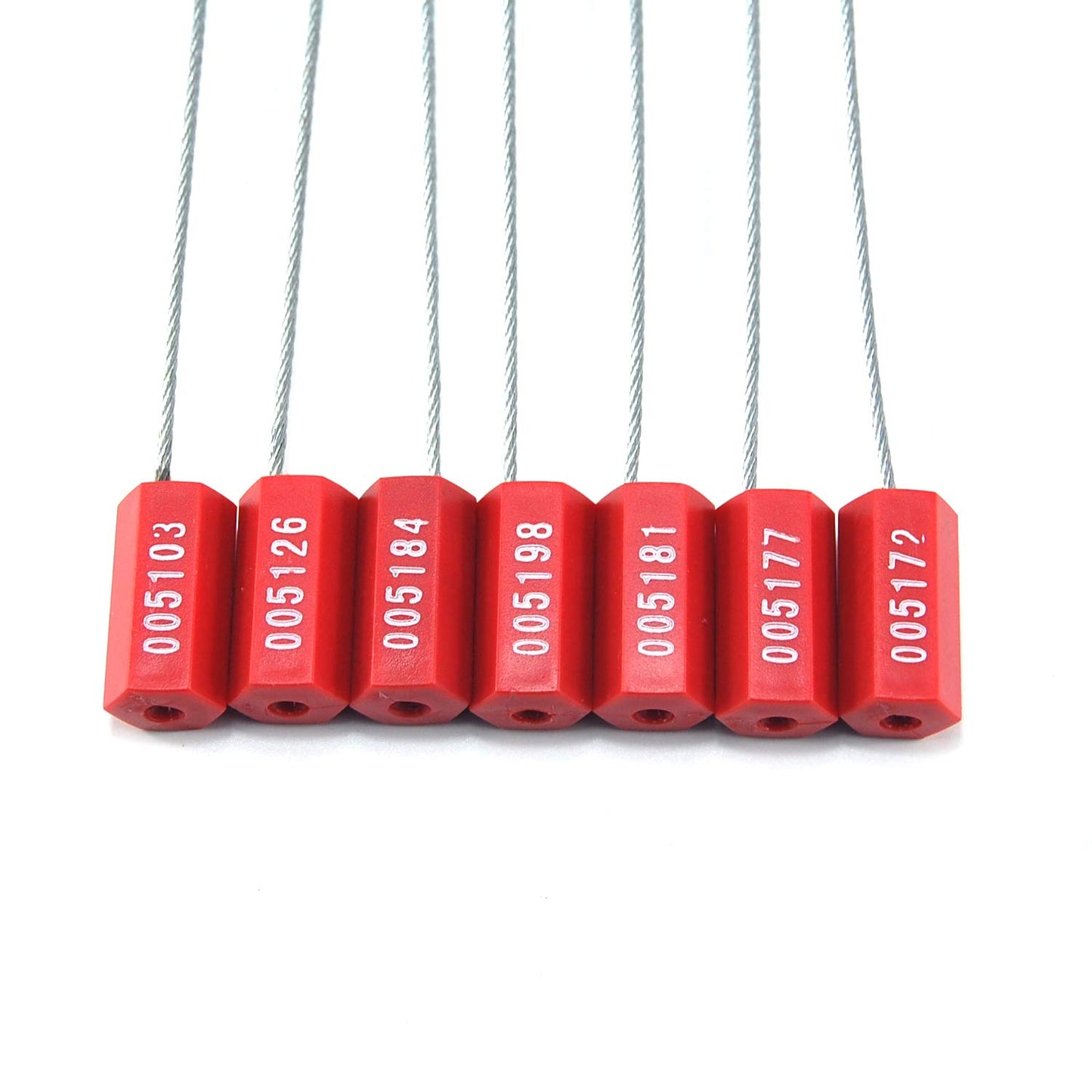 Leadseals(R) 500 Red Security Cable Seals Metal Truck Trailer Seals Tamper Proof Security Tag Seal Disposable Self-Locking Shipping Security Tags Numbered(Pack of 500 PCS)