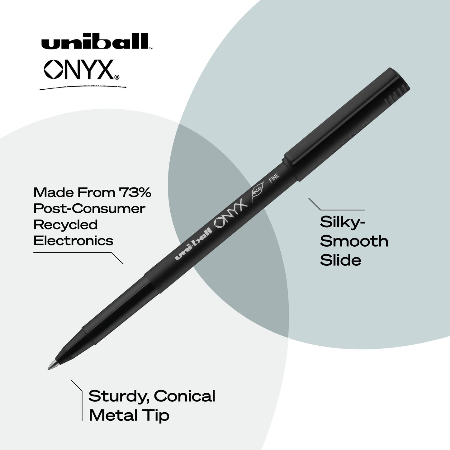 uniball Onyx Rollerball Pens, Fine Point (0.7mm), Black, 72 Pack