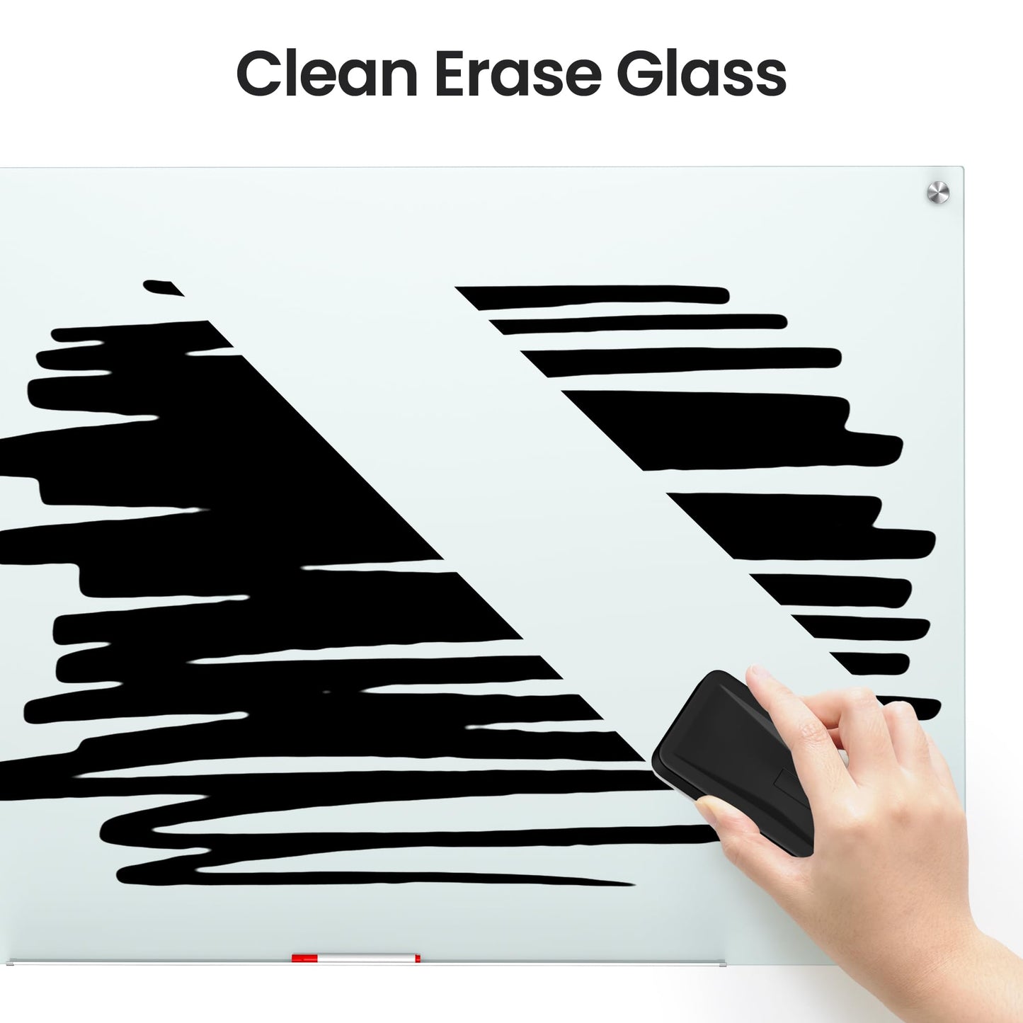 VUSIGN 36" x 24" Glass Whiteboard, Magnetie Dry Erase Board of Frameless, Minimalist Style Glass White Board for Wall, Office, Home,School