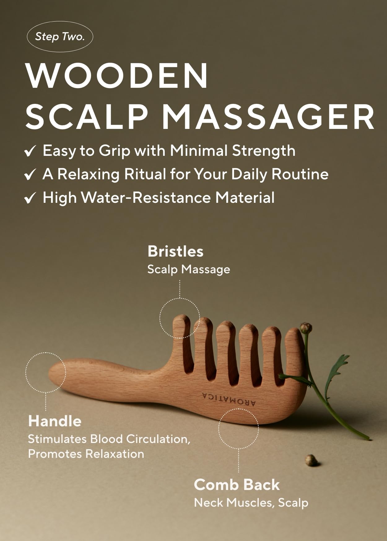 AROMATICA Rosemary Root Enhancer & Wooden Scalp Massager Set - Hair Scalp Massager with Rosemary Water Scalp Serum for Hair Growth, hair care for women