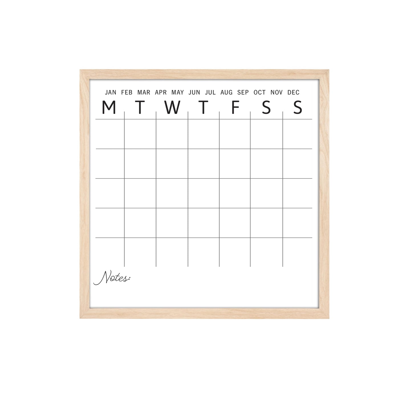 MCS Dry Erase Calander 24x24 Natural Framed Monthly Calendar for The Wall, Stay Organized with Family Planner for Appointments, Sports, Events & More