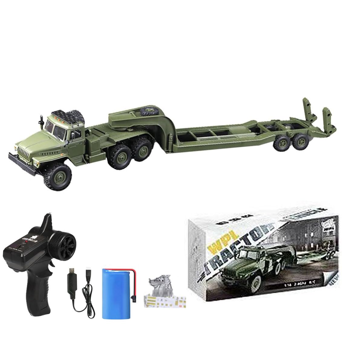 XMFHANG RC Semi Truck, 2.4Ghz 6WD Remote Control Army Truck Trailer, 41.3 Inch Large Size RC Car Toy, 1/16 Scale Tractor, Remote Control Electric Transport Vehicle Toy car for boy Gifts