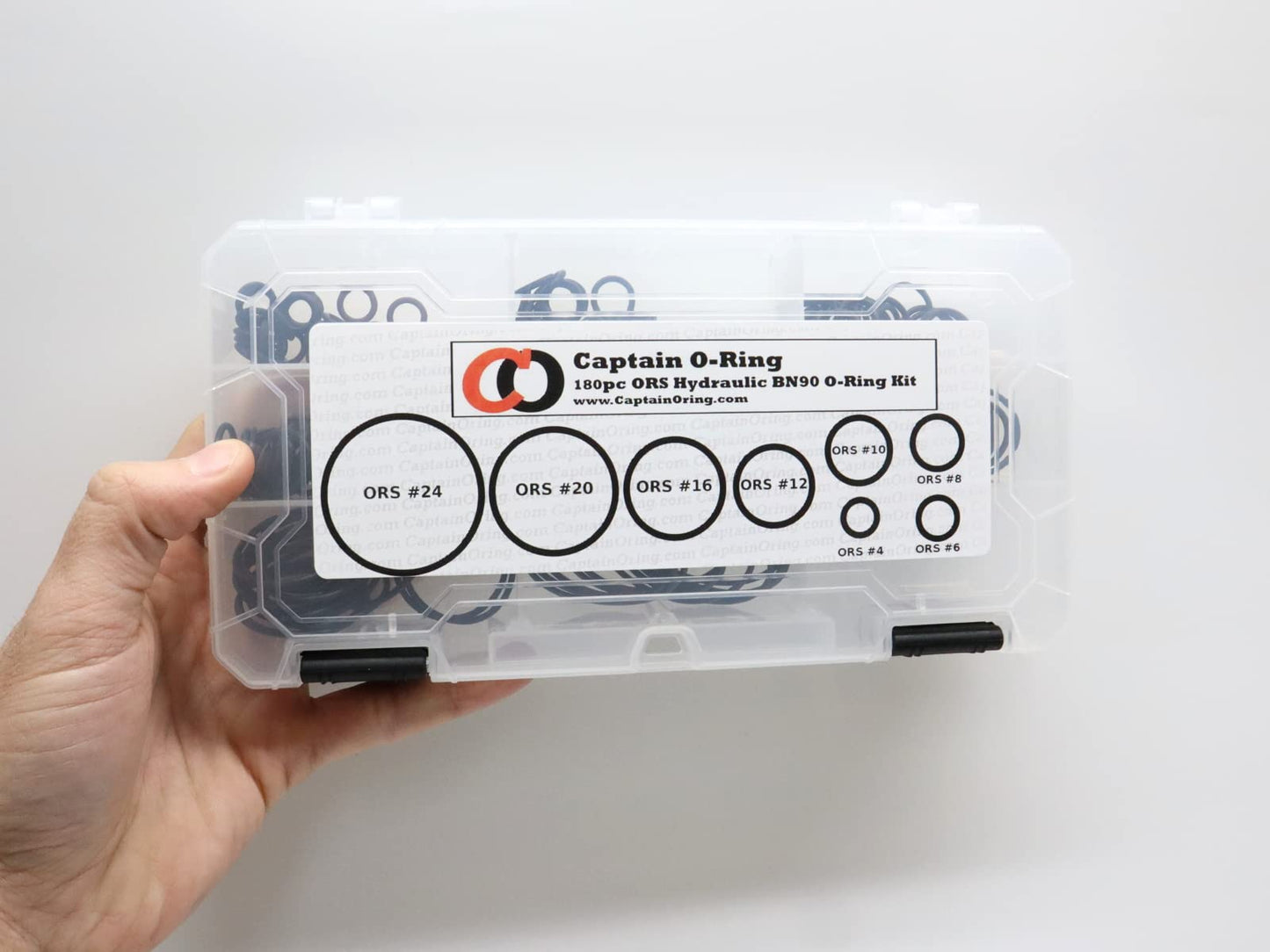 Captain O-Ring ORS/ORFS (for Flat Face Fittings) Hydraulic O-Ring Seal Kit (Buna 90 / BN90-180 Piece Kit)