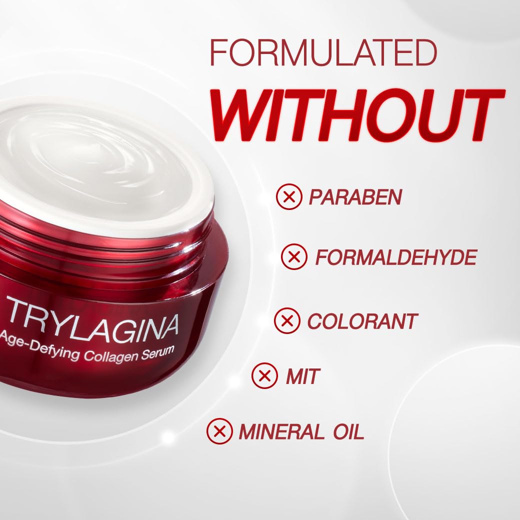 Trylagina 12X Age-Defying Collagen Serum, Anti Aging Face Cream, Anti Wrinkle Cream for Women, Face cream for Women Anti Aging the Best One, Anti Aging Skin Care, Brightening Serum, Hydration - 1.05oz