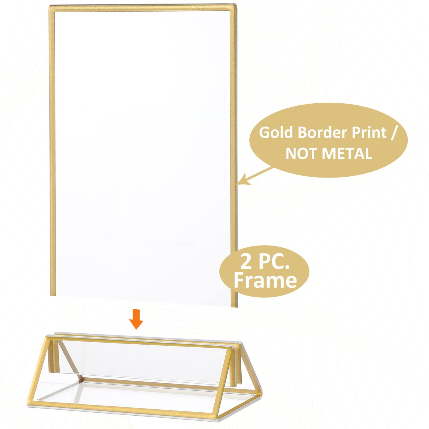 24 Pieces Gold Clear Acrylic Sign Holder Double Sided Menu Holder with Gold Borders Clear Sign Display Holder Acrylic Gold Table Number Holders for Wedding, Cards, and Photo Display (Vertical)