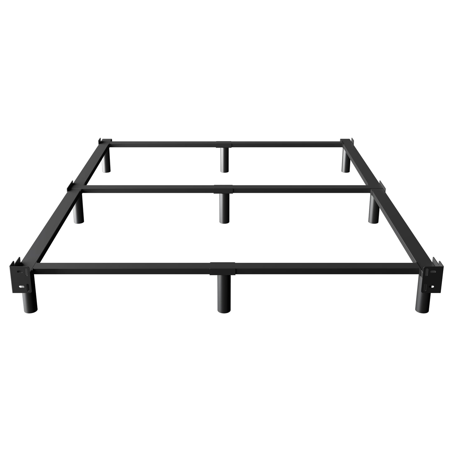 EMODA 7 Inch Queen Bed Frame for Box Spring and Mattress, 9 Legs Support Metal Bed Base, Tool-Free and Easy Assembly, Black