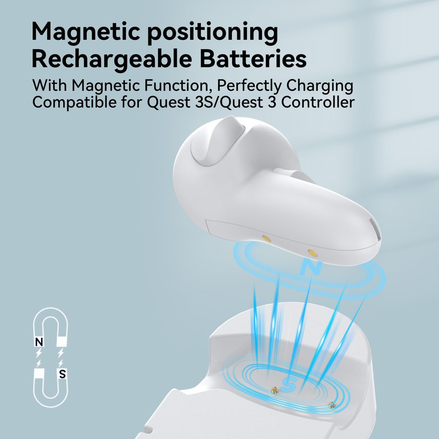 Smatree Charging Dock Compatible for Meta Quest 3S/Quest 3,Charge Controllers and Headset Simultaneously, VR Charging Station with LED Light, with 2 Rechargeable Controller Batteries(NO Adapter)