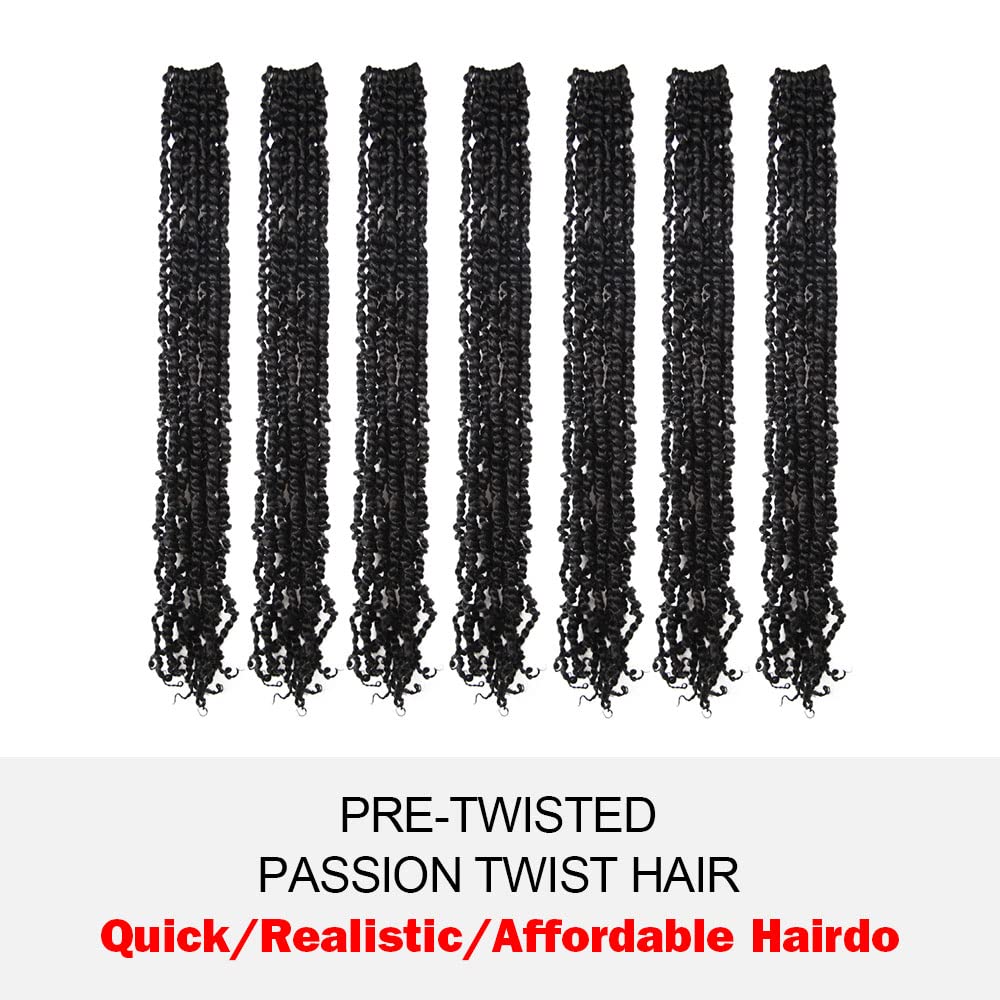 WUDAS Long Passion Twist Hair 30 Inch Pre-twisted Crochet Hair Natural Black Pre-looped Synthetic Crochet Braids (7 Packs,1B)