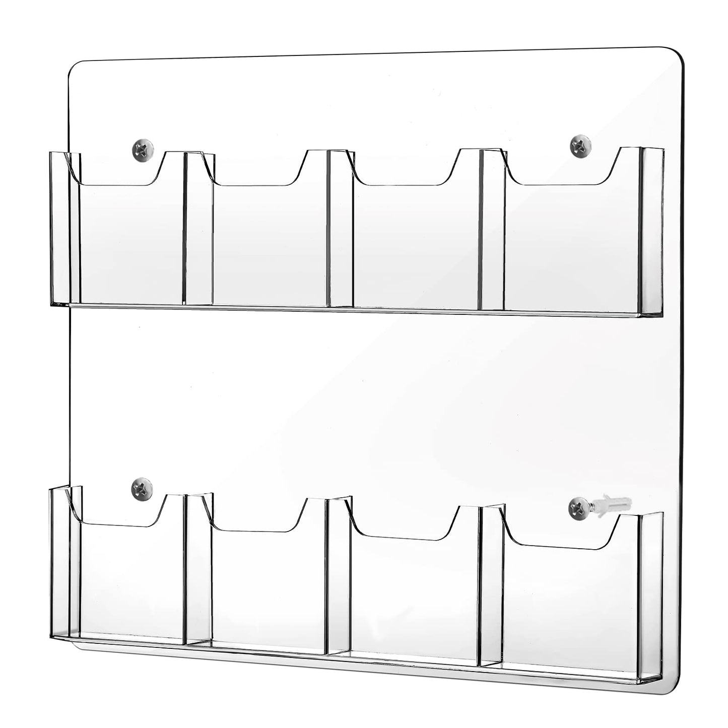 Eersida Acrylic Brochure Pamphlet Holder Brochure Display Stand Business Tri Fold Multi Slot Holder Rack Wall Mount Clear Pocket Space Saver for Flyer Literature Menu Advertise