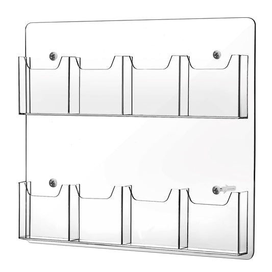 Eersida Acrylic Brochure Pamphlet Holder Brochure Display Stand Business Tri Fold Multi Slot Holder Rack Wall Mount Clear Pocket Space Saver for Flyer Literature Menu Advertise