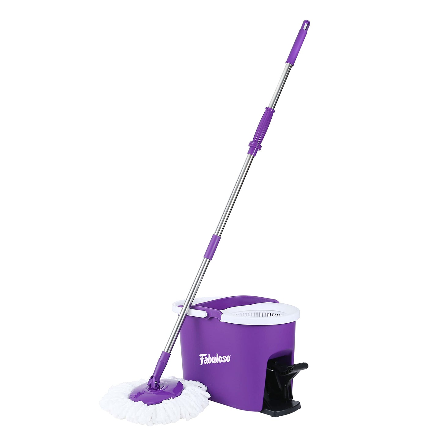 Fabuloso Spin Mop and Bucket Set, Hands-Free Pedal-Activated Spin Wringer, Adjustable Pole, Machine Washable and Replaceable Microfiber Mop Head, Works on All Hard Floor Surfaces
