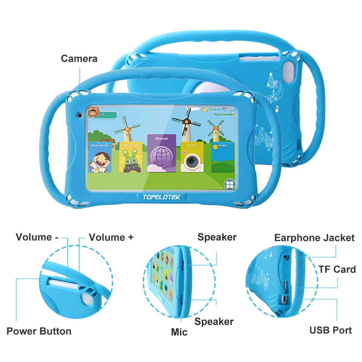 Kids Tablet 7inch Tablet for Kids Android Toddler Tablet 32GB Tablet for Toddlers APP Preinstalled & Parent Control Kids Learning Tablet Kid-Proof Case with Handle,Netflix YouTube