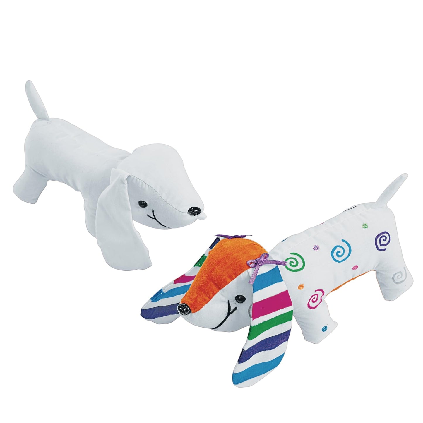 Colorations Set of 12 Decorate Your Own Fabric Plush Stuffed Puppy Dog, Arts & Crafts, Autograph, Signatures, Smooth, 4-1/4"H x 8-1/4"L each