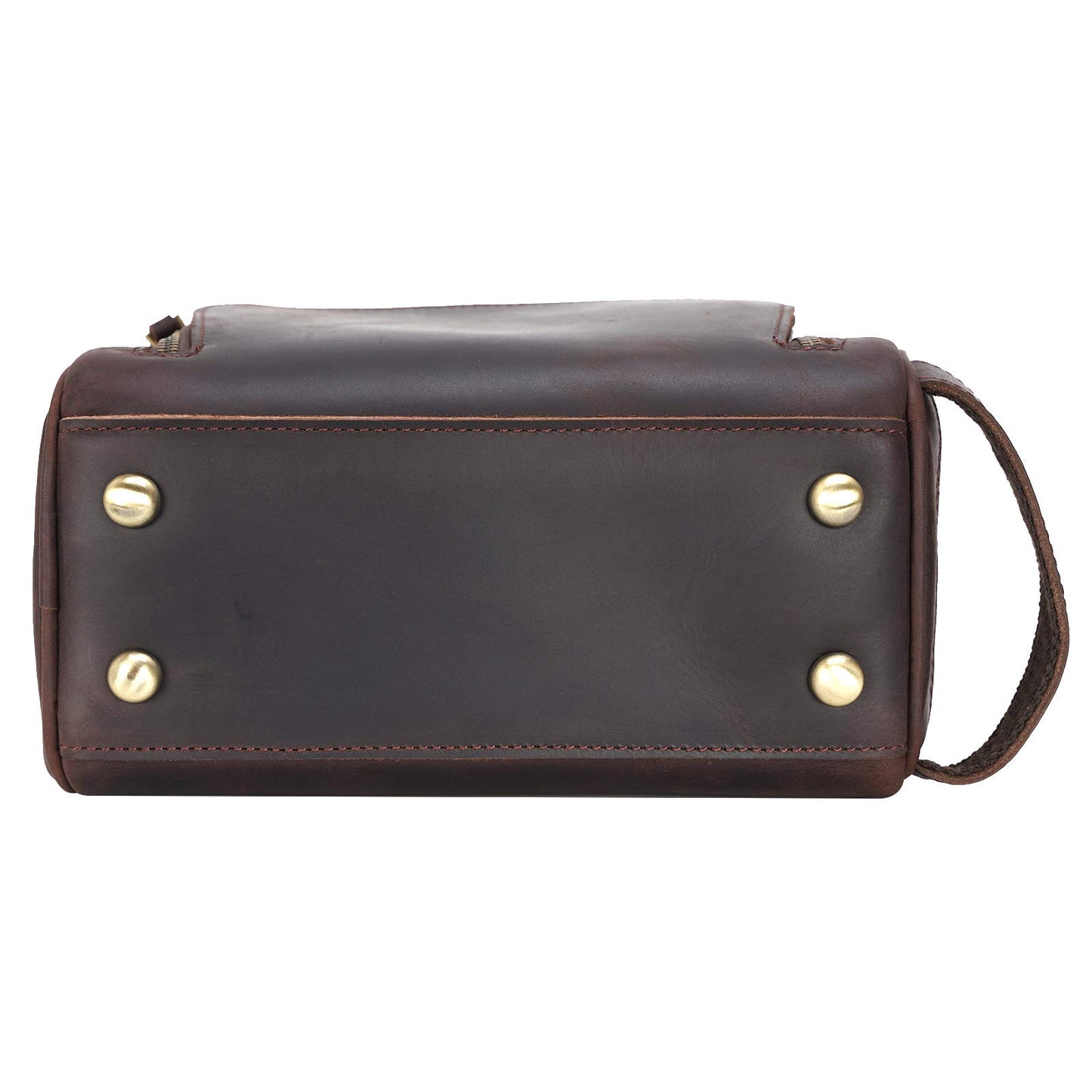 Polare Vintage Full Grain Leather Handmade Travel Toiletry Bag for Men - Dopp Kit - Shaving Kit with YKK Metal Zippers A-Dark Brown