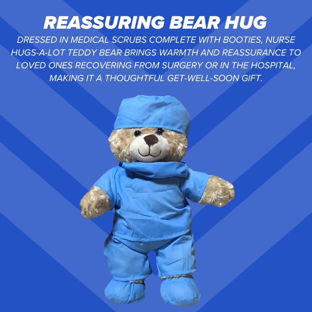 Nurse Hugs-a-Lot Teddy Bear by ZZZ Bears, Gift for Kids & Adults in The Hospital, Nursing Students & Healthcare Heroes, Get-Well-Soon Bear for Surgery Recovery