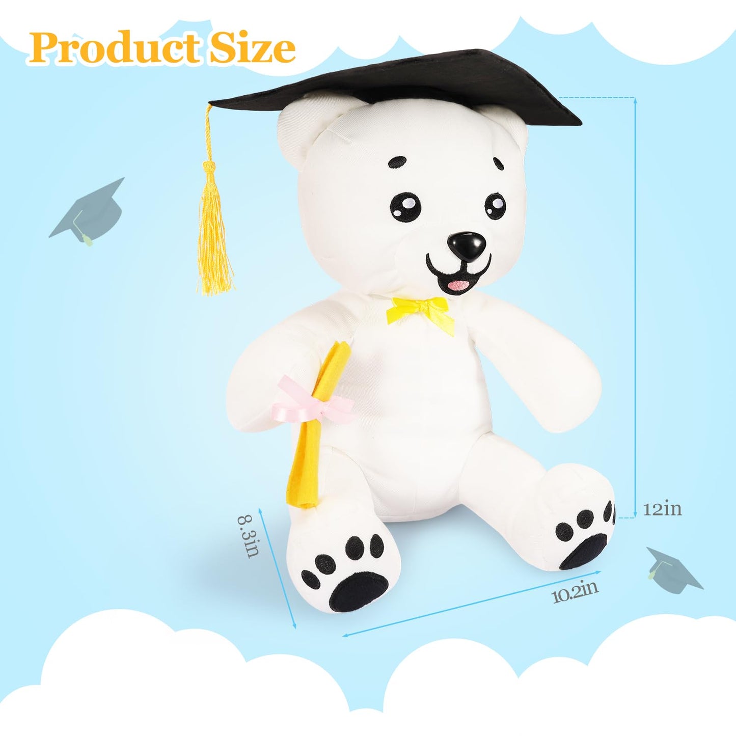 YUNVI 12 inch 2025 Graduation Autograph Stuffed Bear with Marking Pen,Kids Congrats Grad Graduation Plush Animal Toy Congratulations Graduation Gift for Graduate Party