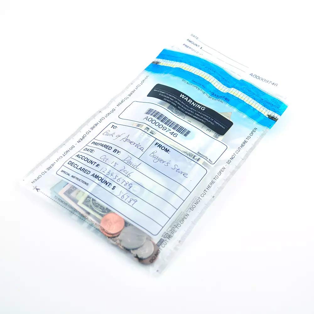 Self Adhesive Seal Clear Deposit Bags Tamper-Evident Bags, Security Bank Pocket (Clear-500)