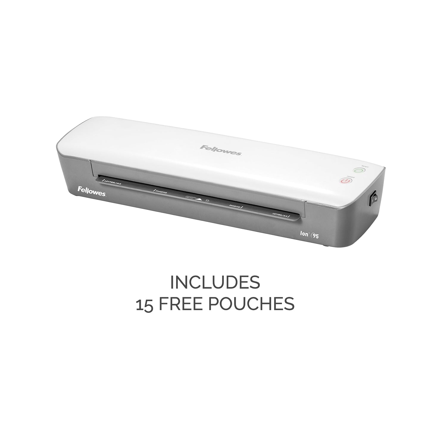 Fellowes Ion 95 Thermal Laminator for Home, School or Office with 15 Pouch Starter Kit, Easy to Use, Quick Warm-Up, Jam-Free, White/Grey (5247201)