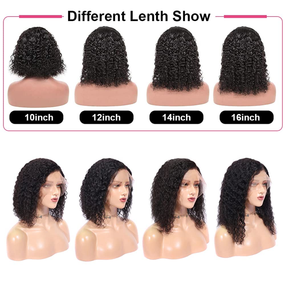 Recomtic Curly Bob Wigs Human Hair Short 13x4 Wet and Wave Lace Front Wigs for Black Women Human Hair Water Wave Wig with Baby Hair Natural Color 12Inch