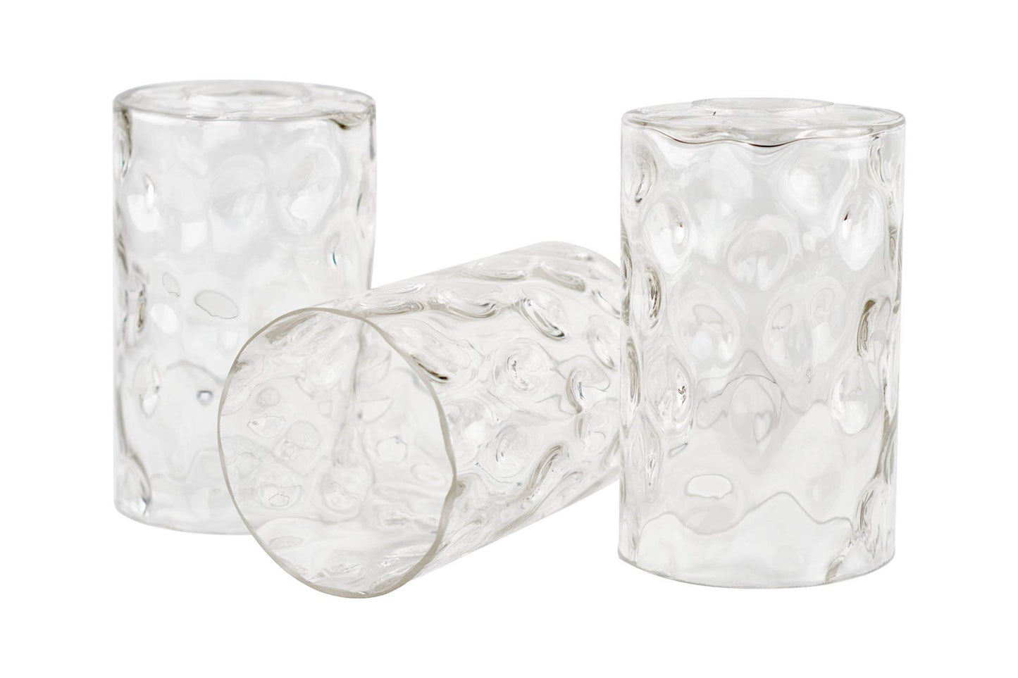 Kira Home Armada II 7" Glass Shades, Clear Hammered Replacement Glass, 1-5/8" Fitter Opening for Threaded Medium Base Socket, 7" x 4", 3-Pack