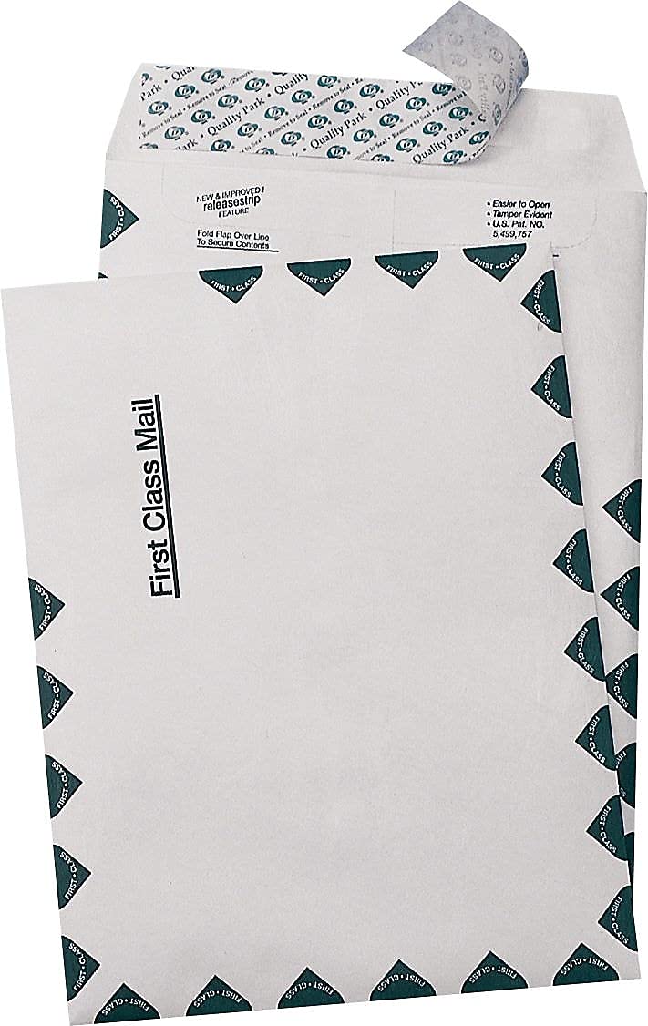 Quality Park Survivor R1800 Tyvek USPS First Class Mailer, 12 x 15 1/2, White (Box of 100)