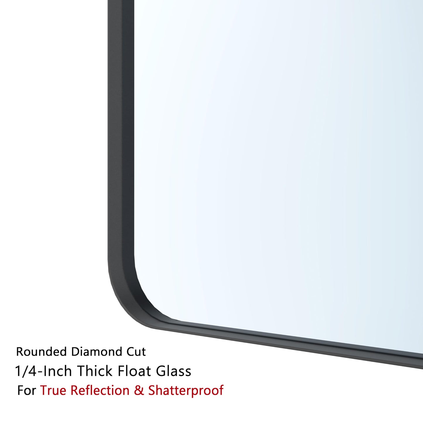 VocalStar Black Metal Framed Bathroom Mirror for Wall, 16 x 24 Inch Rounded Rectangle Matte Black Bathroom Vanity Mirror Farmhouse, 1/4-inch Shatterproof Glass | Ultra-Flush Hanging