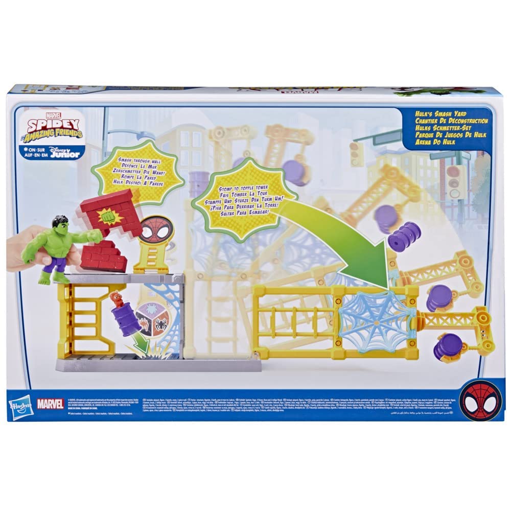 Marvel Spidey and His Amazing Friends Hulk’s Smash Yard Preschool Toy, Hulk Playset with Toppling Tower and Smash Wall, Kids Ages 3 and Up (Amazon Exclusive)