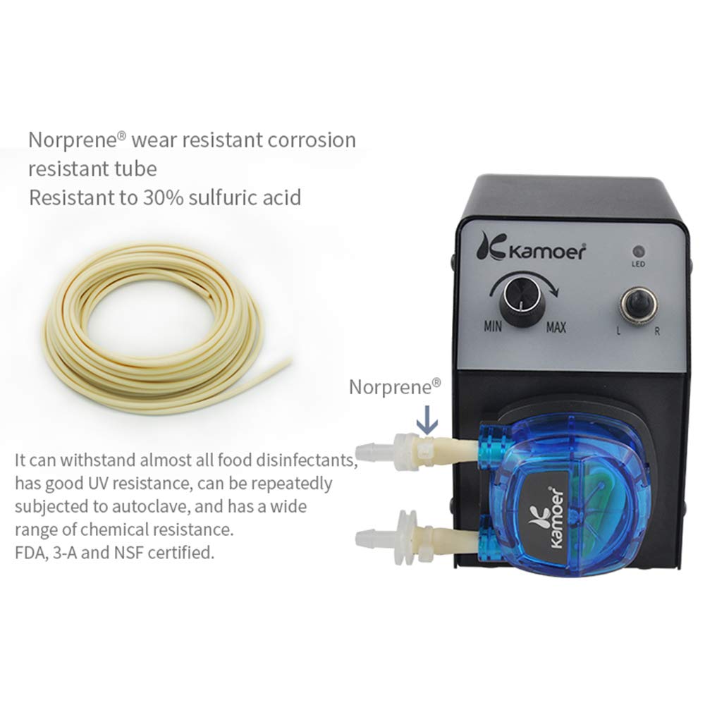 Kamoer KCP PRO2 40-210ml/min high flow peristaltic pump 12V dc variable speed small dosing pump for lab chemical experiment with Norprene tube 3.2mm ID× 6.4mm OD and power adapter