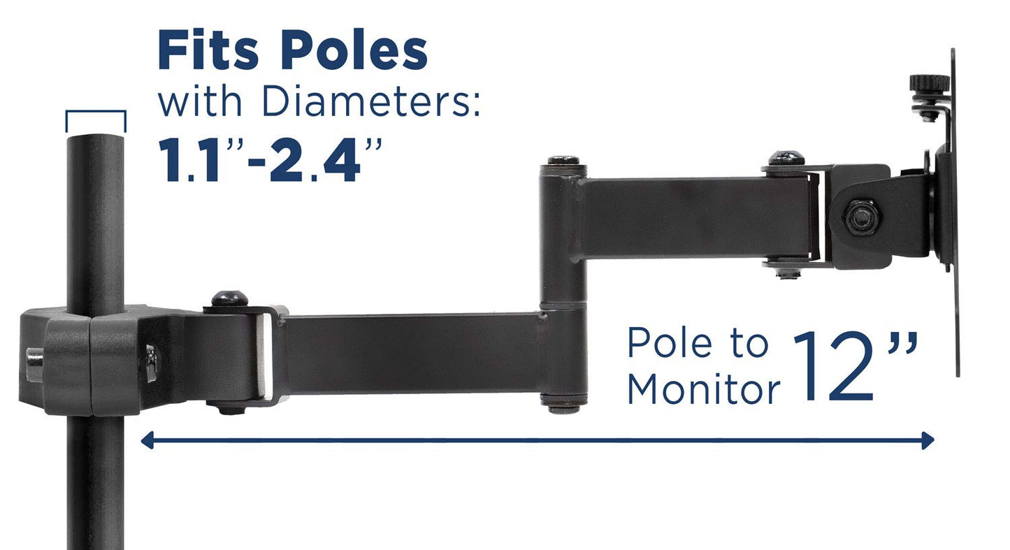 Mount-It! Universal Full Motion Steel Pole Mount with Articulating Arm and Removable VESA Plate for 17 to 32 Inch Monitors & TVs, VESA 75x75 & 100x100 Compatible, Black (MI-391)