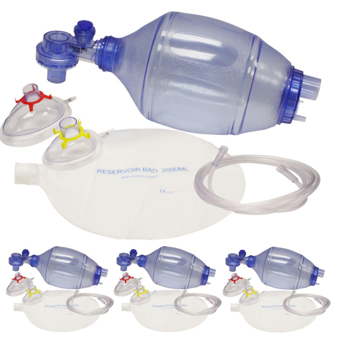 MCR Medical 4-Pack CPR Training Bag Valve Mask (BVM) ADULT/CHILD in Mesh bag, BVM-3081-004