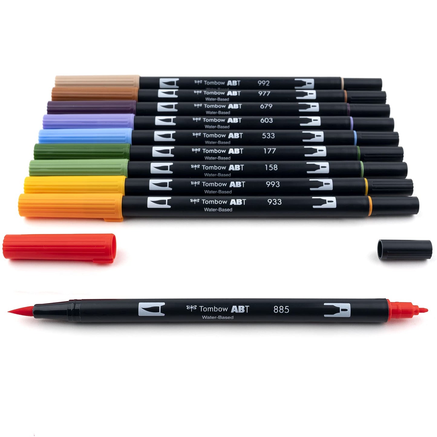 Tombow 56168 Dual Brush Pen Art Markers, Secondary, 10-Pack. Blendable, Brush and Fine Tip Markers