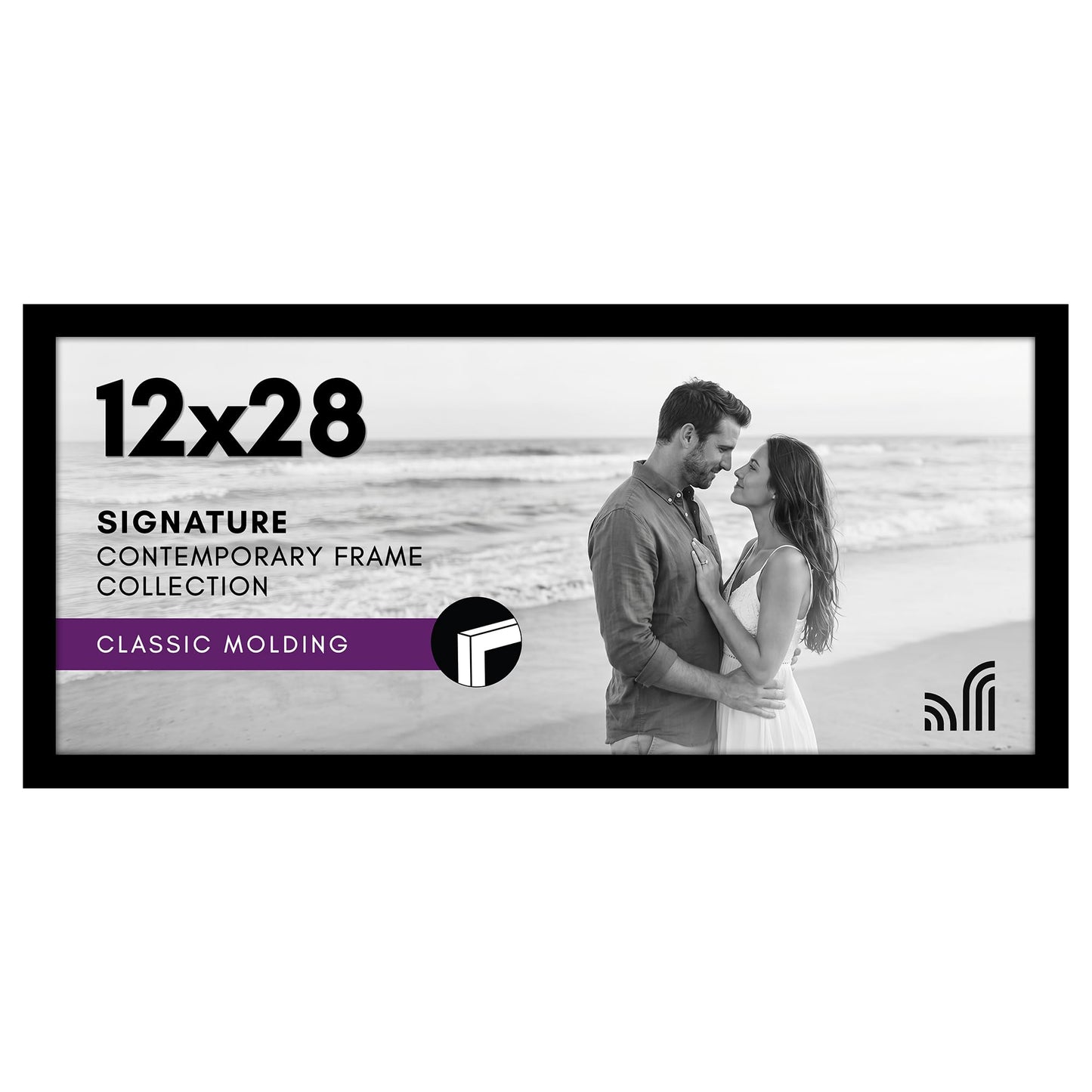 Americanflat 12x28 Picture Frame with Polished Plexiglass - Signature Collection - Gallery-Style Frames Made of Engineered Wood - Photo Frame for Wall Display - Black