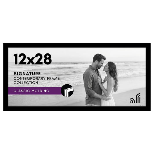 Americanflat 12x28 Picture Frame with Polished Plexiglass - Signature Collection - Gallery-Style Frames Made of Engineered Wood - Photo Frame for Wall Display - Black
