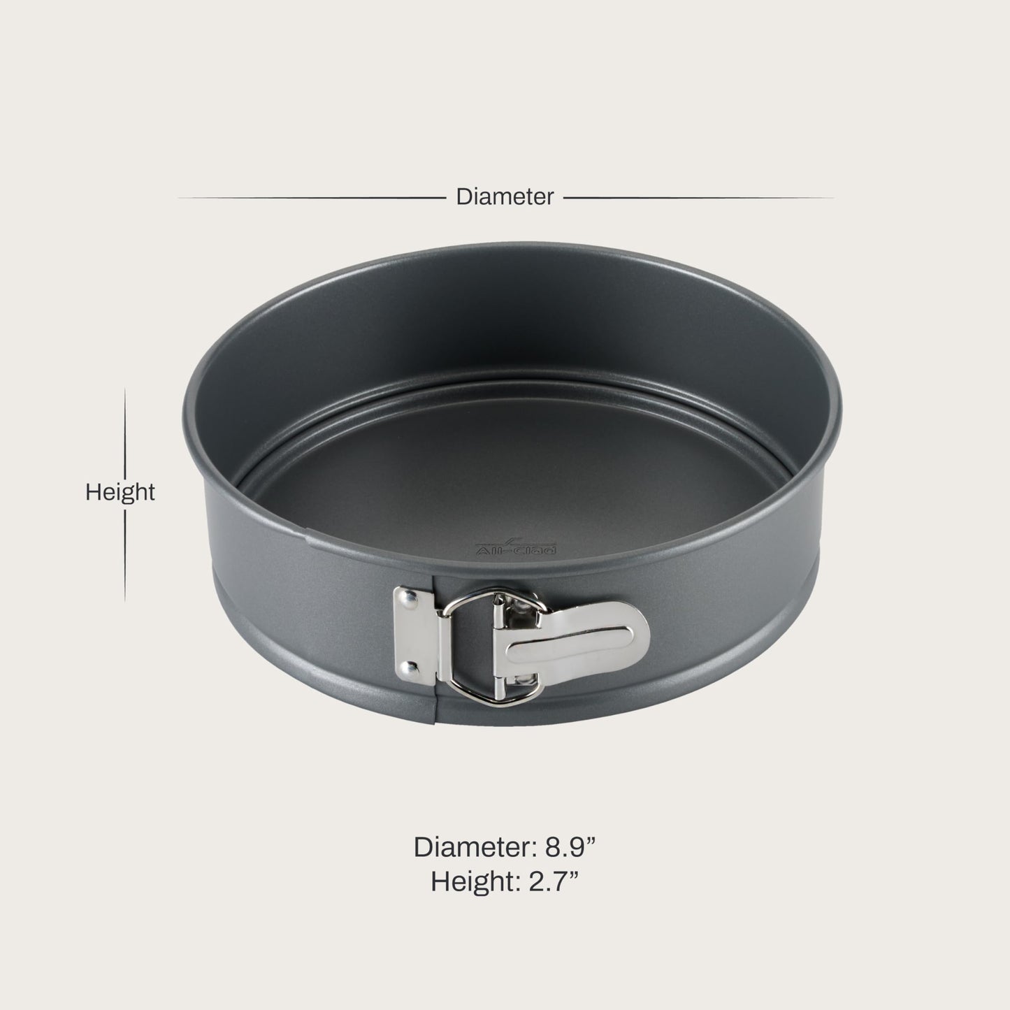All-Clad Springform Pan 9 inch with Removable Bottom, Nonstick Pro-Release Bakeware, Professional Spring Form and Cheesecake Baking Mold, Durable Ceramic-Reinforced Non stick Coating, Grey