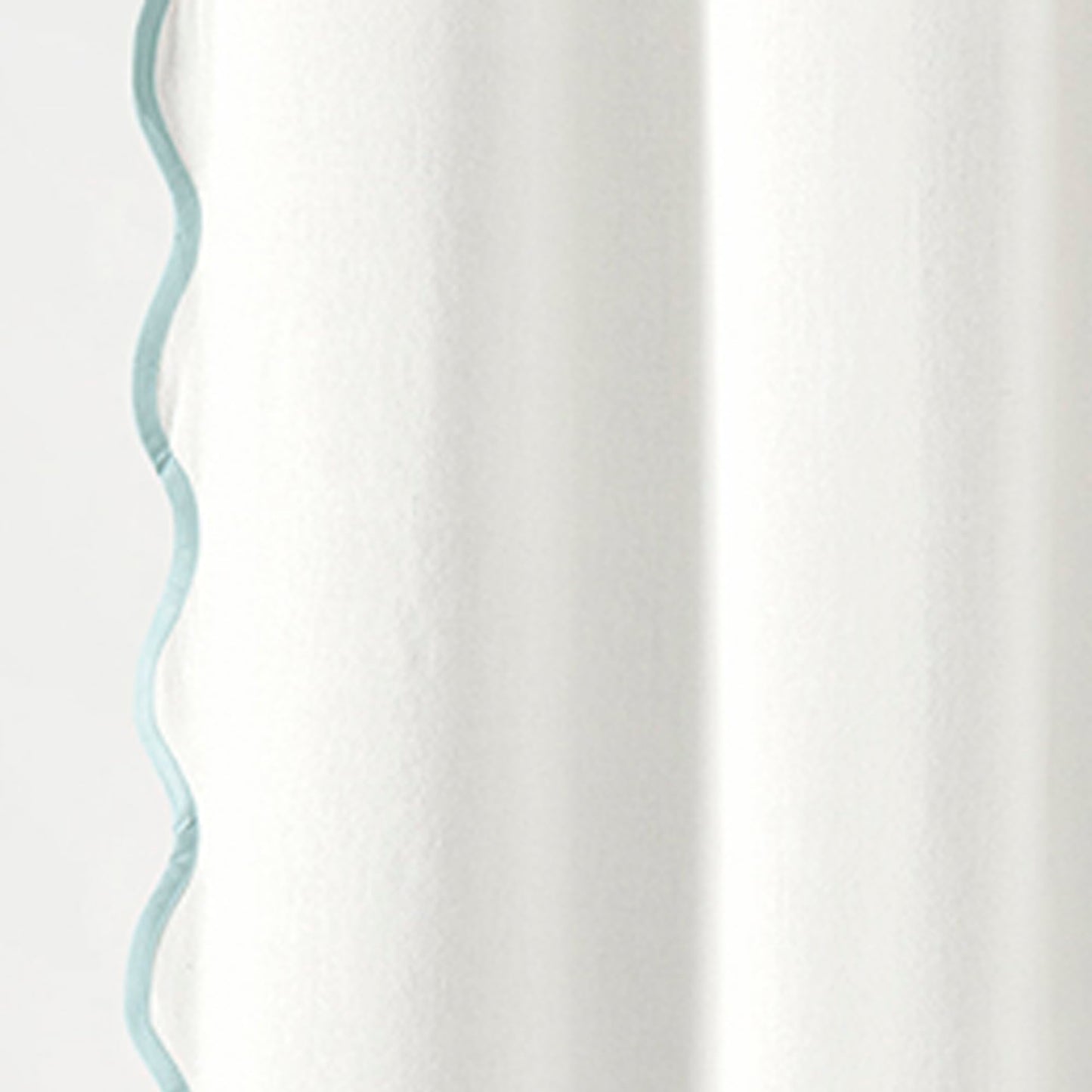 Lush Decor Coastal Chic Scallop Edge Linen-Textured Shower Curtain, Single 72" W x 72" L, Blue & White - Scalloped Shower Curtains - Coastal Bathroom Curtain