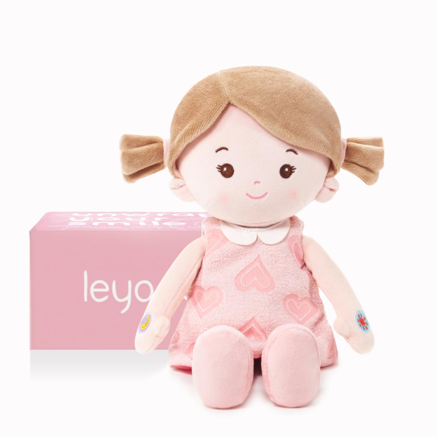 LeyaDoll Soft Baby Doll for 1 Year Old Toddler Girls - My First Interactive Talking Doll with 5 Emotional Sounds, Lullaby Music & Reversible Dress for Sleep Routine, Birthday Gift