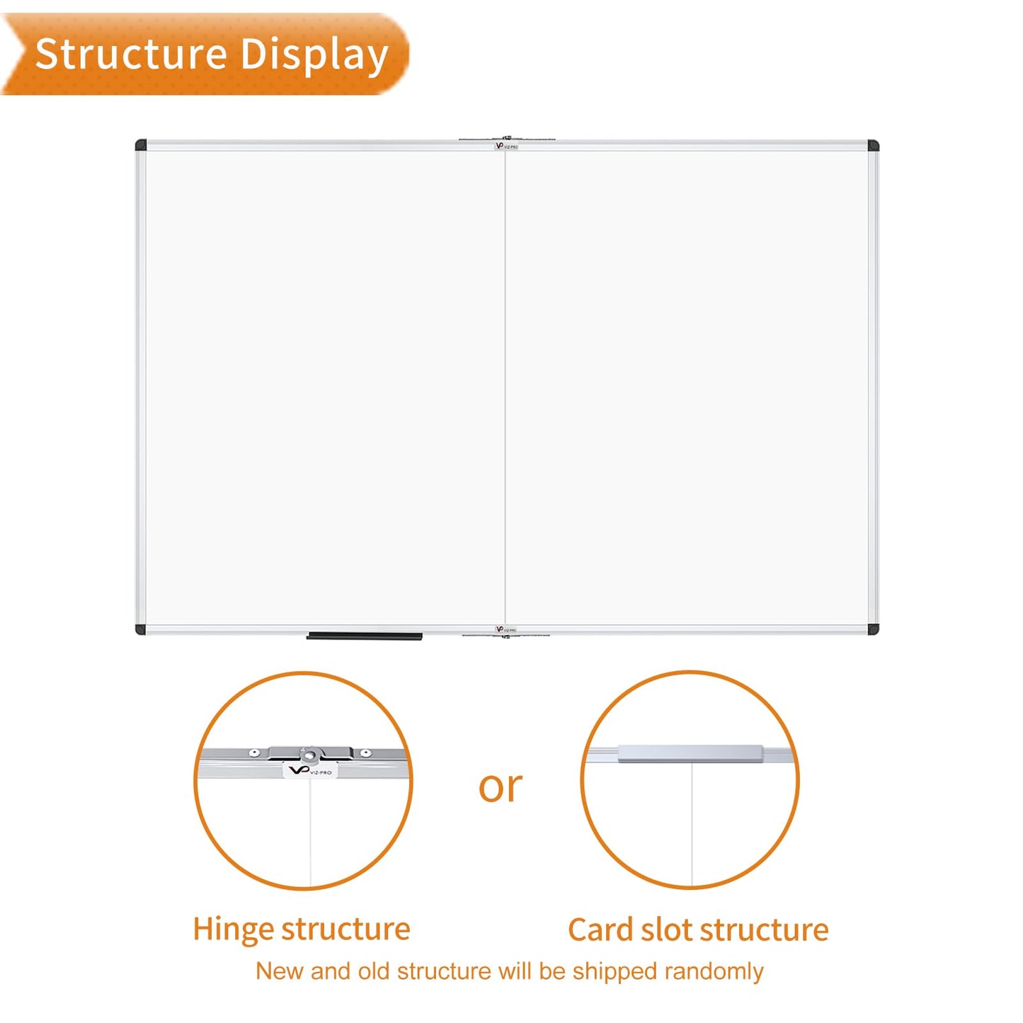 VIZ-PRO Magnetic Dry Erase Board, 60 X 48 Inches, Foldable Wall-Mounted Whiteboard with Silver Aluminum Frame & Marker Tray for School Office and Home 5' X 4'