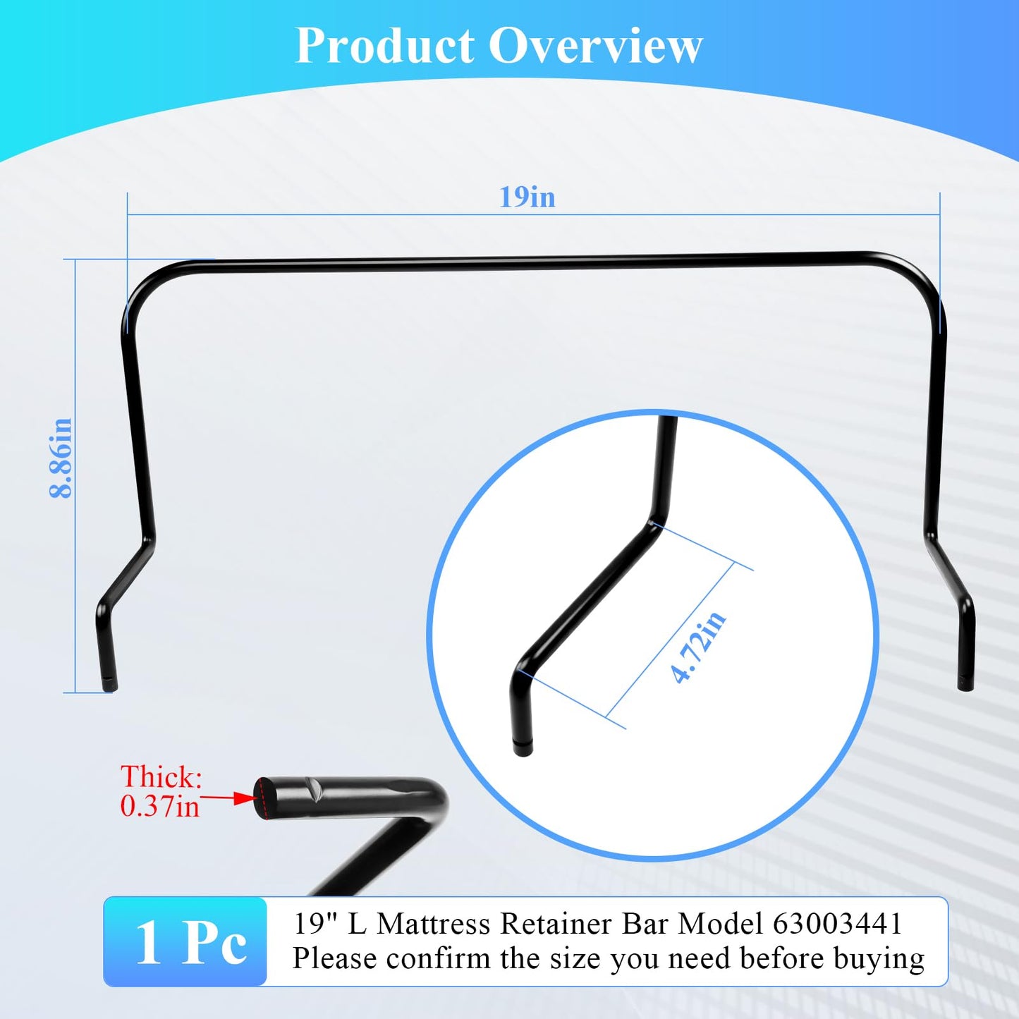 WFCYX 19 inches Across Mattress Retainer Bar, 63003441 Foot Retainer Bar, Fit for Tempur-Pedic Ergo, Can not be Used for Lifting The Adjustable Bed