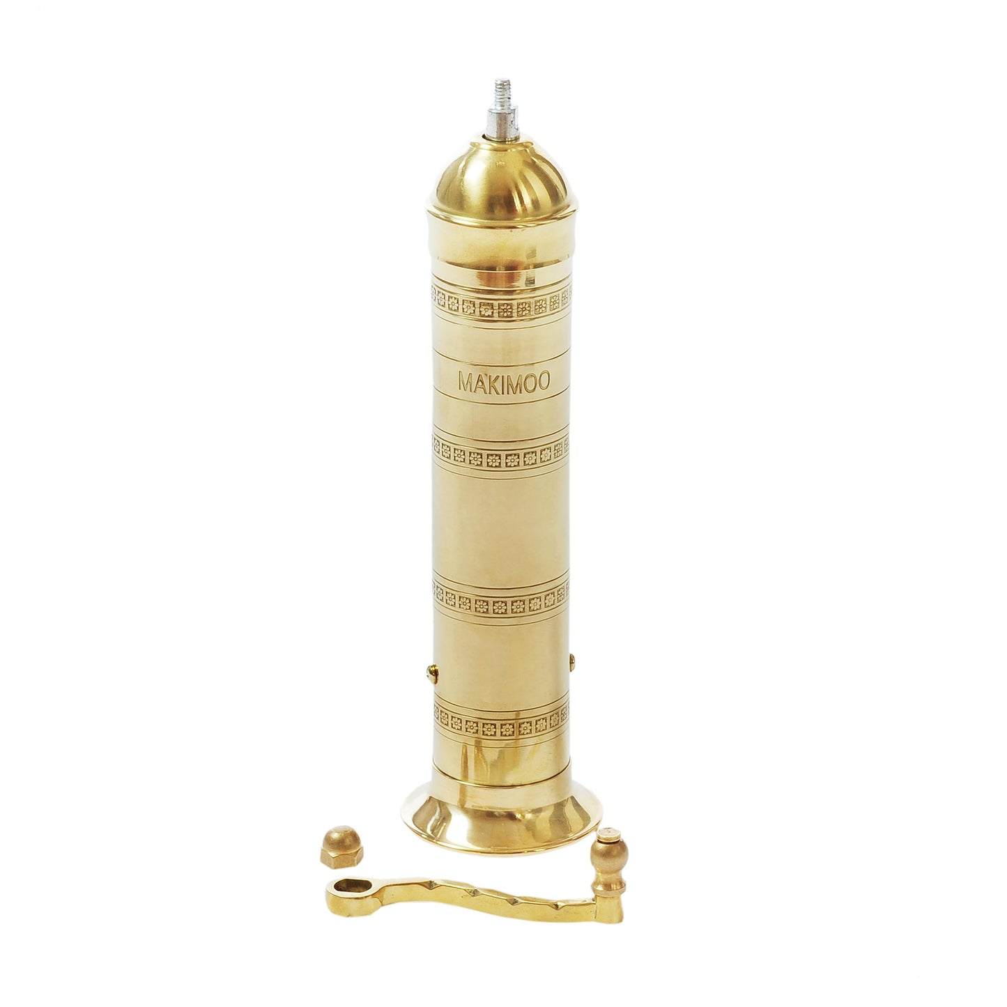 Makimoo Original Greek Pepper Mill, European Style Salt and Pepper Grinder, 9-Inch (Brass)
