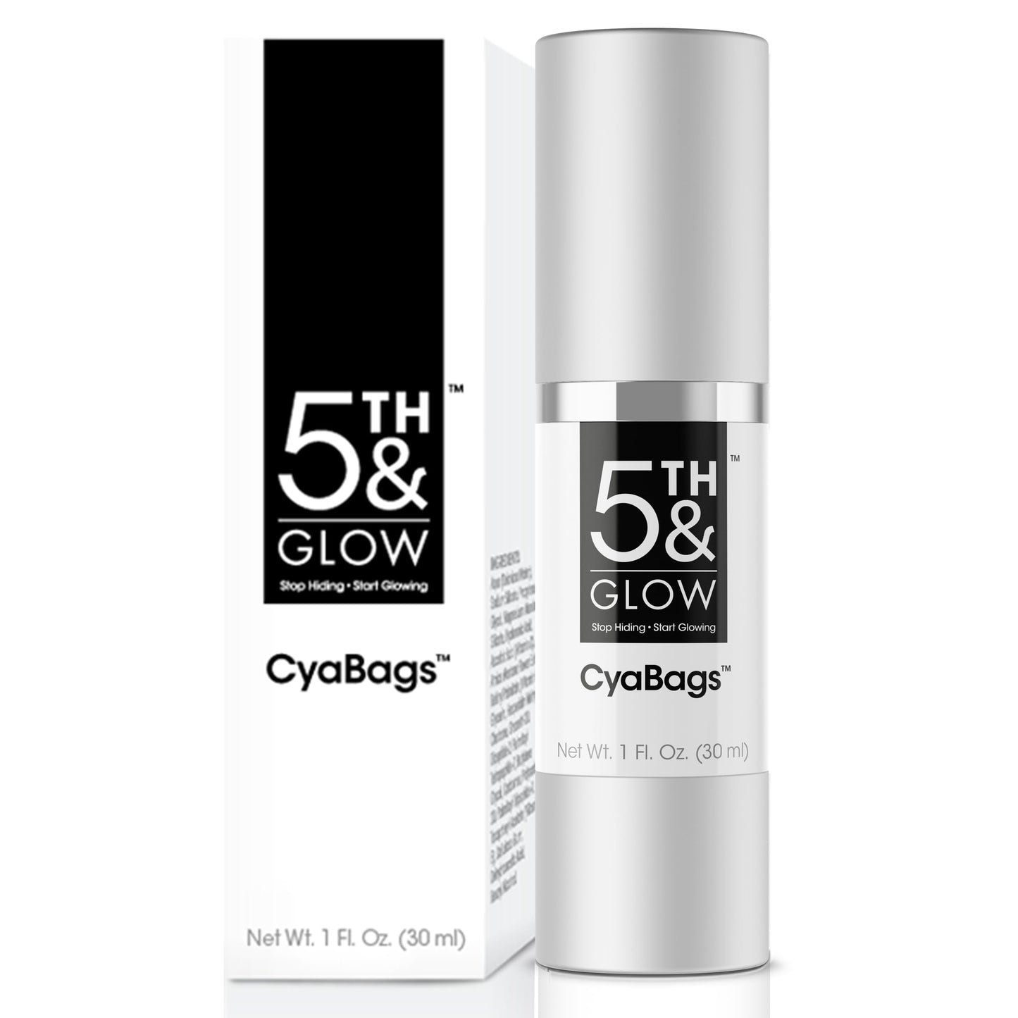5th & Glow Cyabags - Eye Serum - Instant Eye Bag Remover and Eye Puffiness Reducer with Hyaluronic Acid and Vitamin C for Fine Lines, Wrinkles, and Under Eye Bags, 1 oz