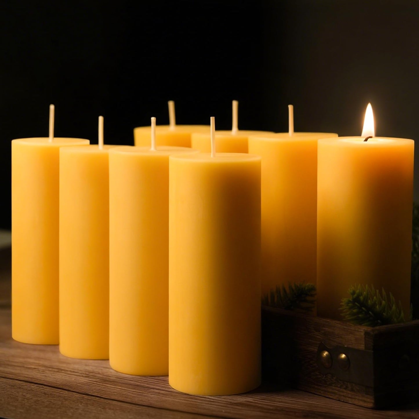 8 Packs Beeswax Candles, 2x5 Inch Natural Beeswax Pillar Candles, 400-Hour Total Long Burn Time, Organic Emergency Candle for Home Decor, Gift Sending, Smokeless & Dripless